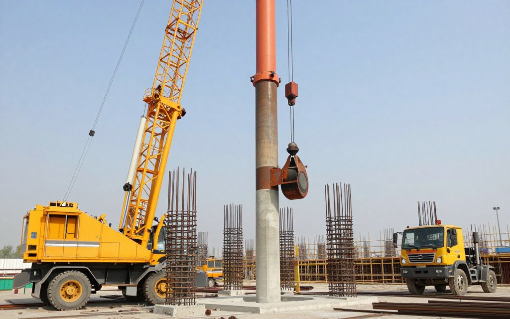 hasil bore pile dengan diameter besar menggunakan mini crane