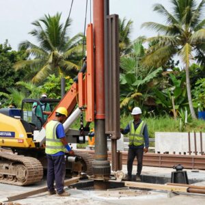 jasa bore pile jawa timur dengan mesin modern di lokasi konstruksi