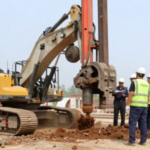 proses pengeboran bore pile dengan mesin modern