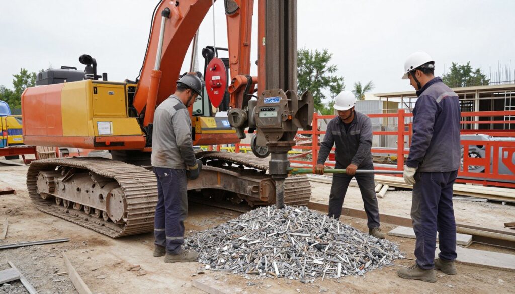 proses pengeboran strauss pile manual