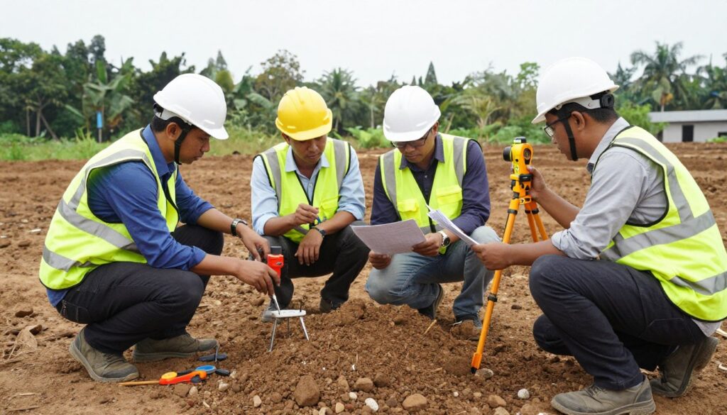 tim survey melakukan analisis kondisi tanah